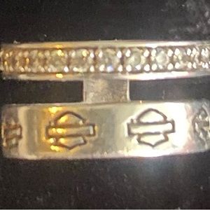 Harley Davidson Sterling Silver Double Ring With Gems